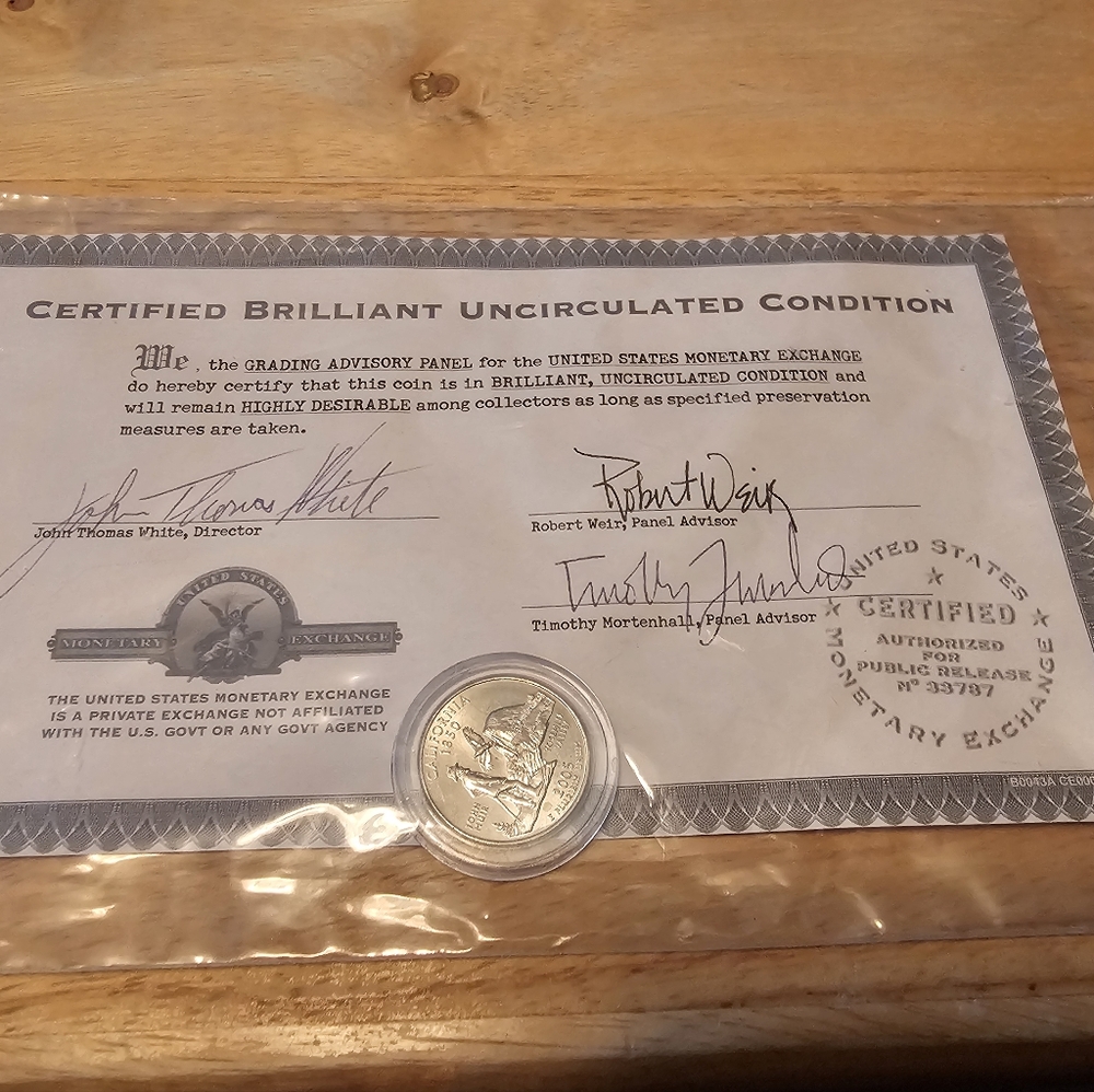 UNC US Mint CALIFORNIA State Quarter w COA